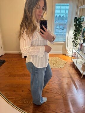 Tommy Hilfiger White Textured Stripe Button-Down Shirt 100% cotton